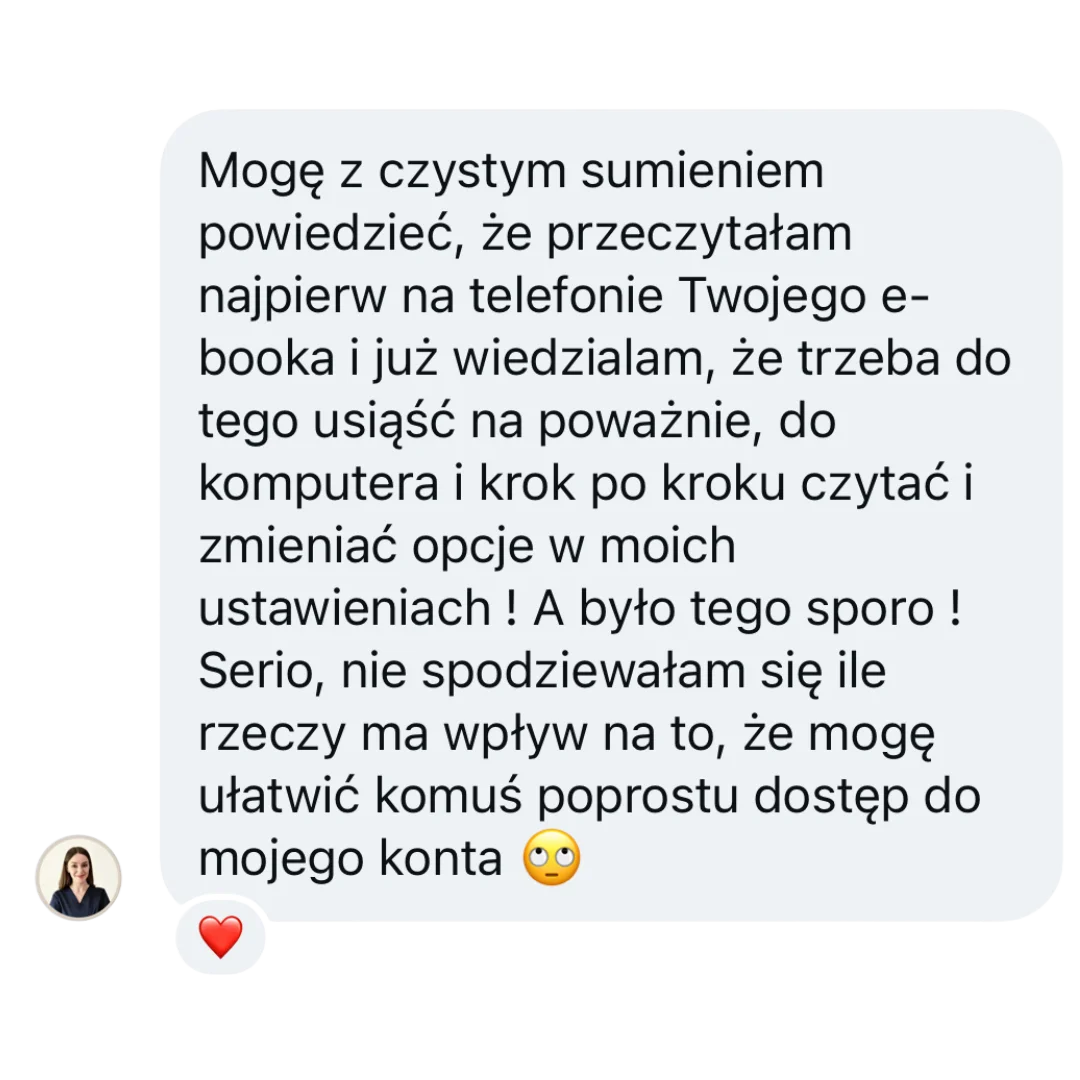 Zrzut ekranu opinii - czytanie na telefonie, wdrażanie na komputerze; wiele ustawień do poprawy.